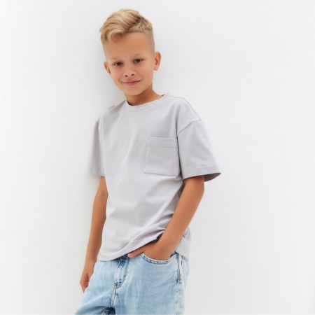 T -shirt for a boy minku, gray color, height 140 cm-2