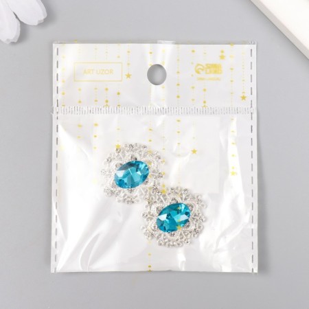 Decor for creativity Metal "Medallion Patal" Blue Crystal 2.6x2.4 cm-4