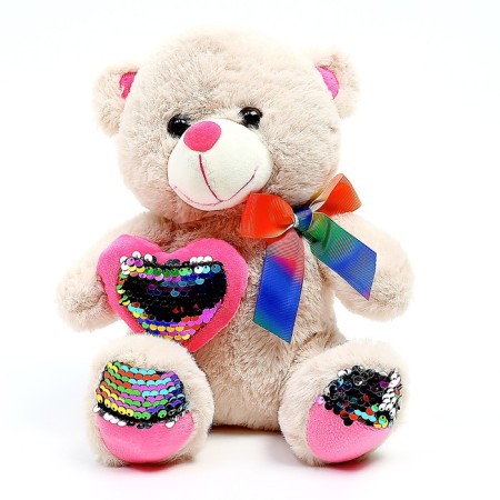 Soft toy "Mishutka", 25 cm, with sequins, Mix color-3