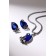 Set 2 objects: earrings, pendant "jacqueline" sheet, blue color in black silver, 45 cm