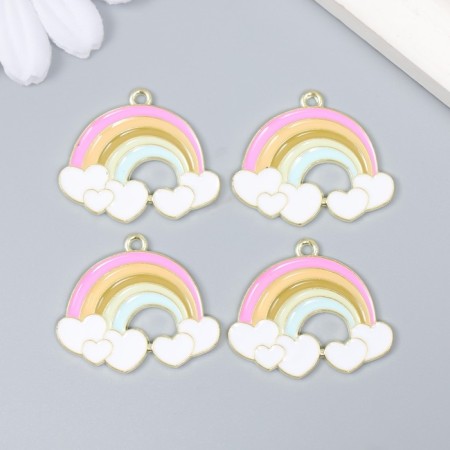 Decor for creativity metal, enamel "Rainbow with hearts" gold 3x2.5 cm-2