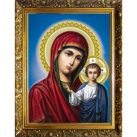 Diamond mosaic "Kazan Mother of God", 30 × 40 cm, 33 colors