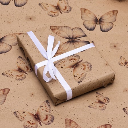 Packaging paper, brown craft "Butterflies", 50 x 70 cm-2