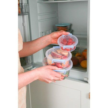 Food container Ricco, 1.2 l, d = 17 cm, h = 7.5 cm, round, transparent color, blue-5