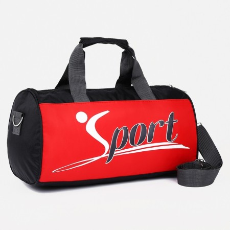 Sports bag with lightning, long belt, black/red color