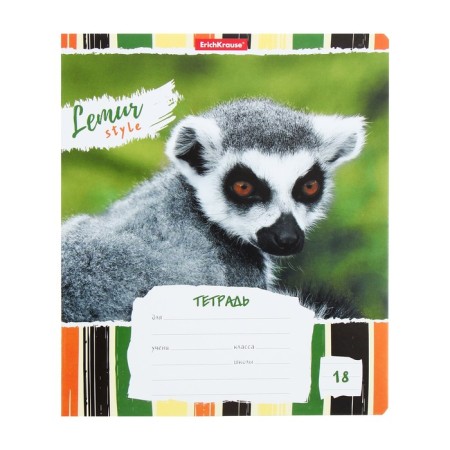Notebook of 18 sheets in the Erichkrause Lemur Style line, cover coated cardboard, offset block, mix-2