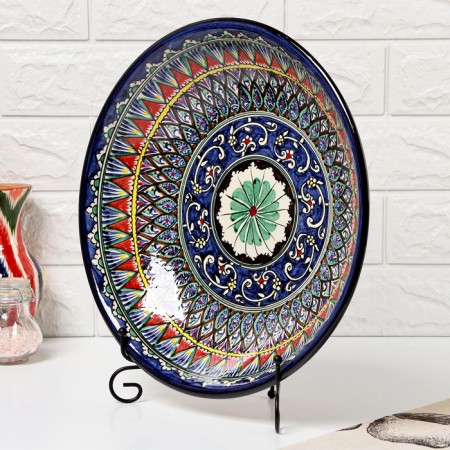 Largan Rishtan ceramics "Patterns", 33 cm, blue, deep-2