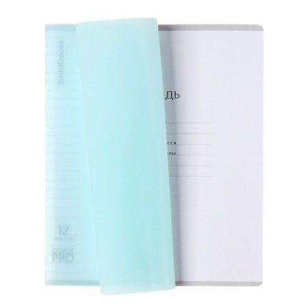Notebook of 12 sheets in the Erichkrause line "Coverprio Pastel classic", plastic cover, offset block 100% whiteness, mint-1