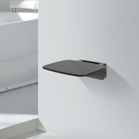 Shower seat Wasserkraft SS402, 350x330x50 mm, hinged, polypropylene, black-1