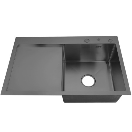 Kitchen sink "RMS" MRK-7851BL-R, mortise, right, thickness 3.0 and 1 mm, dispenser, graphite