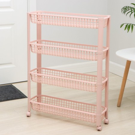 Floor-shaped shelf 4-section, on wheels, color tea rose