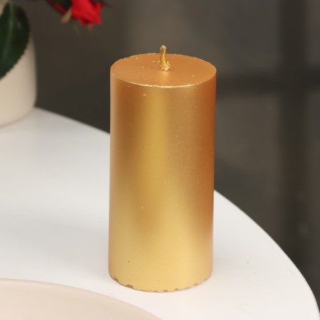 Candle-cylinder smooth, 5x10 cm, gold, 6 hours-1