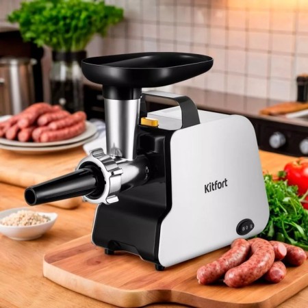KitFort KT-2117, 300 W meat grinder, 1.2 kg/min, 3 nozzles, reverse, white and black-3
