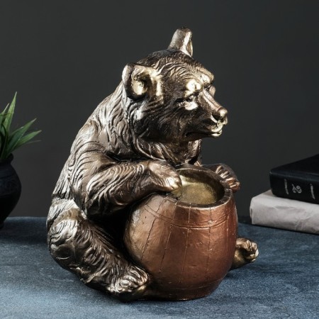 Piggy bank "Bear with a barrel" bronze, 27x24x28cm