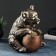 Piggy bank "Bear with a barrel" bronze, 27x24x28cm