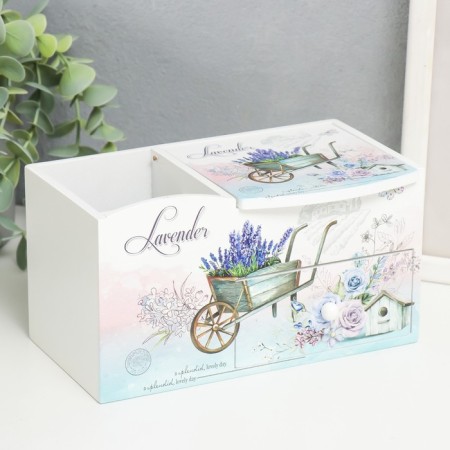 Casket wood with a mirror and stand "Lavender trolley" 10.8x18.5x10 cm