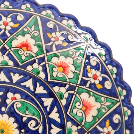 Plate of the Rishtan ceramics "Flowers", blue, embossed, 25 cm-2