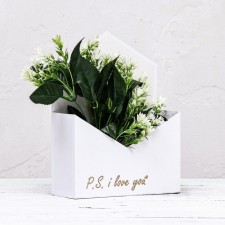 Golden embossing P.S. I love you, white 18 x 24 x 7 cm