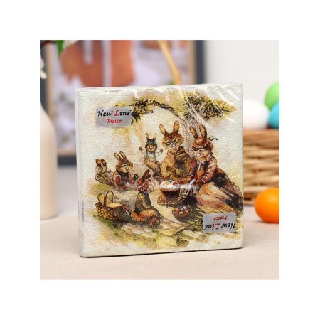 Napkins Paper New Line "Easter hares", 2 layers, 33*33 cm, 20 pcs.-3