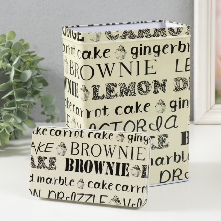 Casket Metal rectangular "Sweet baking" Set 2 pcs 7x11x18.5 8.5x14.5x20 cm-4