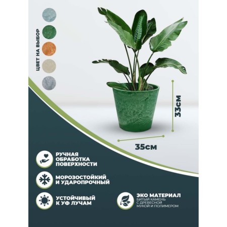 Kashpo for flowers and plants, 18l green grass 35x35x33cm-2