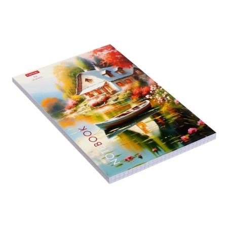 Notepad A5, 96 sheets "House by the lake", cover coated cardboard, glossy lamination-1