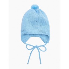 A cap on ties with a pompom Children's Amarobaby Pure Love Cutie, with a lining, size 42-44 cm, blue color
