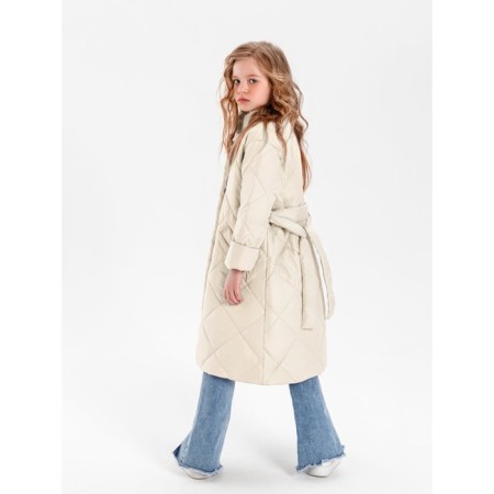 Пальто стёганое для девочек AmaroBaby TRENDY, рост 128-134 см, цвет молочный-9