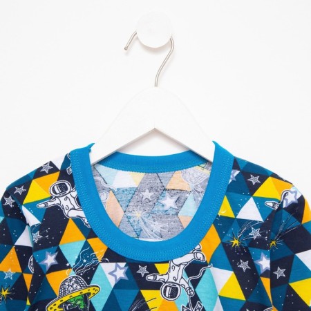 Pajamas for a boy, color triangles/astronauts, height 98 cm-6