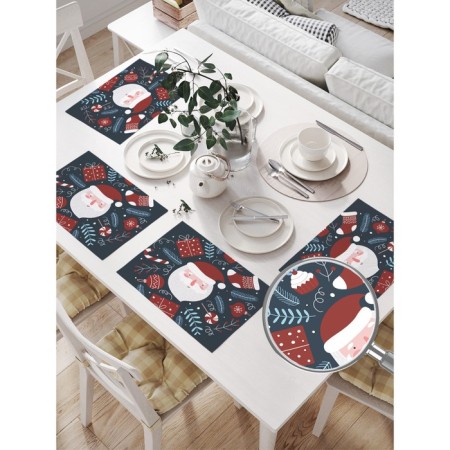 Set of napkins for setting the table "Happy Santa Claus", rectangular, size 32x46 cm, 4 pcs-1