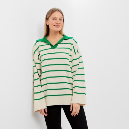 Female jumper, dark green color, one size (42-46)