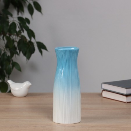 VAZA Ceramics Table "Francis Galant" waist, 20.5x7.5 cm, white and blue