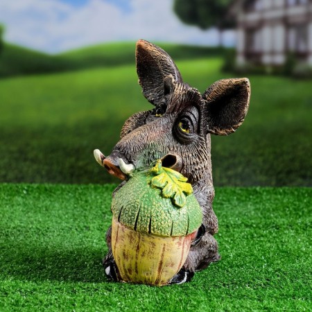 Garden figure "Boar with acorns" 28 cm-3