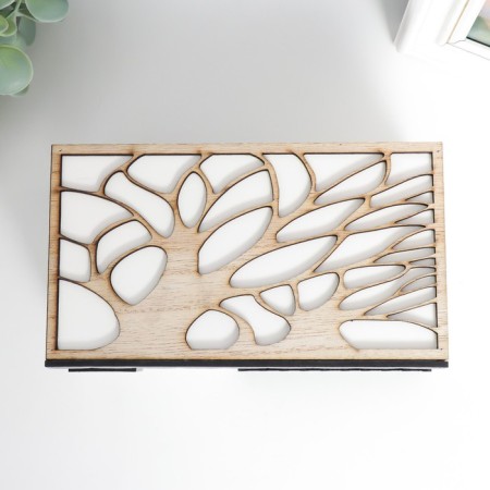 Casket tree "House under the trees" brown-white 18x10x8.8 cm-2