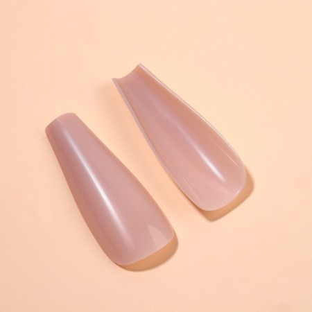 Patching nails, 24 pcs, ballerina shape, beige color-3