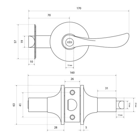 Standard latch 8531 PS AC, Copper color, empty-2