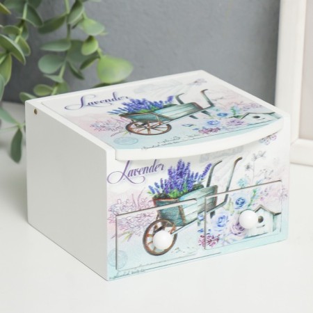 Casket wood with a mirror "Lavender trolley" 10.5x10.8x7 cm