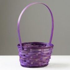 Wicker basket, D19 x 9.5 x 32 cm, purple, bamboo