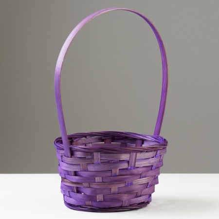 Wicker basket, D19 x 9.5 x 32 cm, purple, bamboo