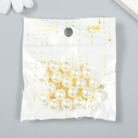 Decor for creativity plastic "Pearls with a loop" set 20 pcs d = 1 cm-2