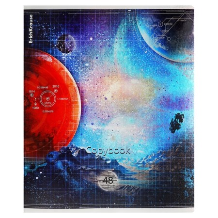 Notebook of 48 sheets in a cage, Erichkrause "Universe", metallized lamination, whiteness 100%, mix-8