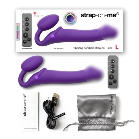 Vibrostron Strap-on-me with 3 engines, purple, l, 17 cm-2