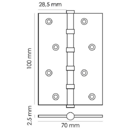 Steel Universal Steel MS 100x70x2.5-4BB BL, 1pcs, Black-1