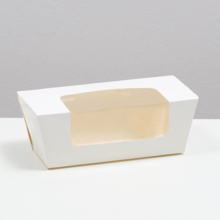 A harassment container, rectangular with a window, white, 18 x 7.7 x 7.7 cm