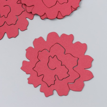 The workpiece of Foamiran "Flower Curly" 10x9.5 cm set 5 pcs. Ribbed burgundy-1
