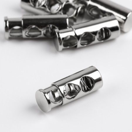 Cleeper for the cord, double, d = 5 mm, 9 × 25 mm, 5 pcs, silver color
