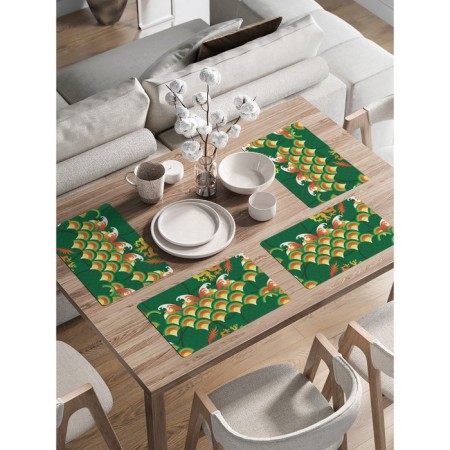 A set of napkins for setting the table "Fire dragons", rectangular, rounded edges, size 30x46 cm, 4 pcs