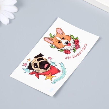 Tattoo on the body color double "dogs" 10.5x6 cm-2