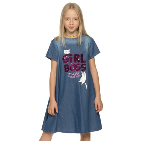 Dress for girls, height 122 cm, blue color