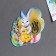 Magnet with a plotch-layer "Rabbit and chicken", 6.9 x 7 cm.